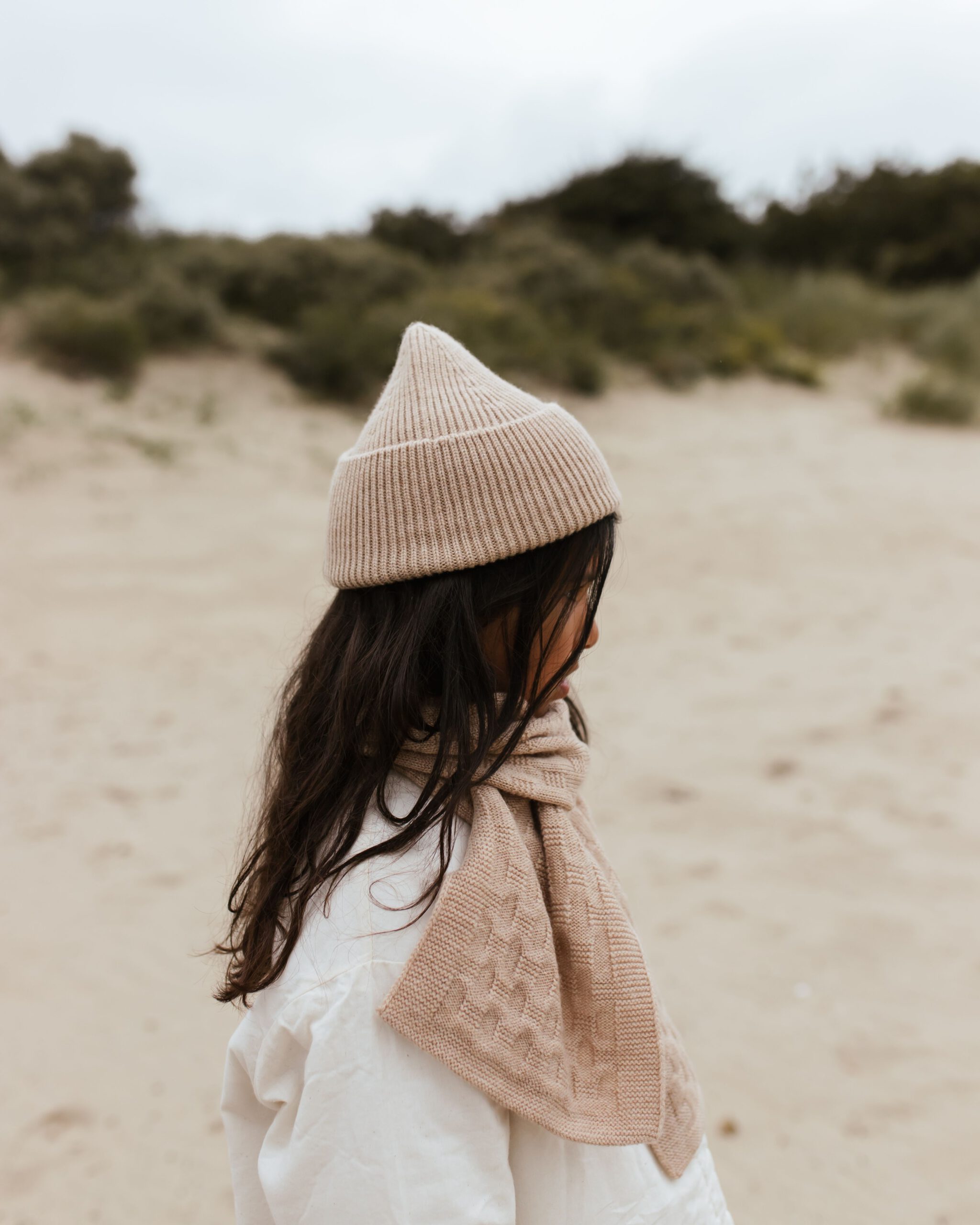 Hvid Beanie Fonzie Kid Sand