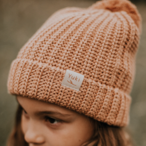 Yuki Chunky Knitted Beanie Coral