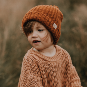 Yuki Chunky Knitted Beanie Rust