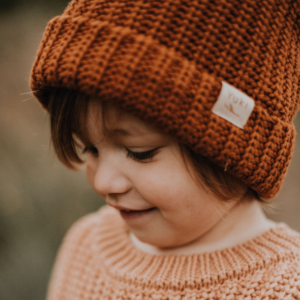 Yuki Chunky Knitted Beanie Rust