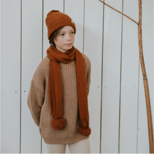Yuki Chunky Knitted Scarf Rust