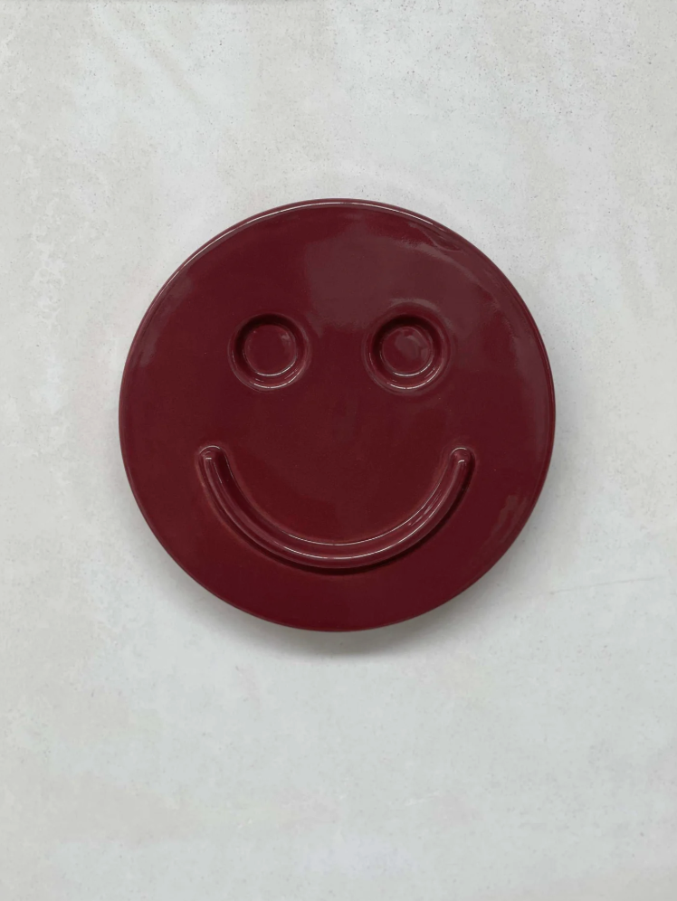 Edith Beurskens Happy Ceramic Wall Art Burgundy